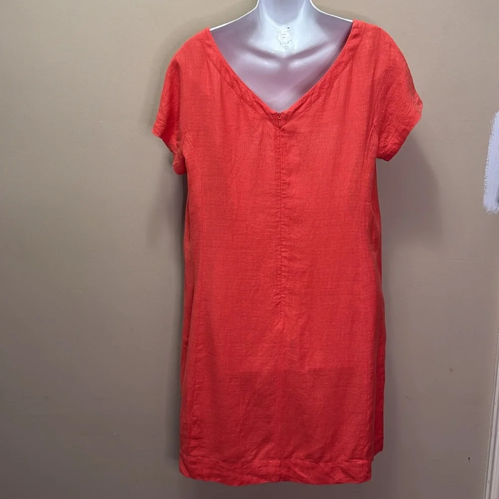 Eileen Fisher Organic Linen Tencel Crepe Dress Sz Small - Picture 3 of 5